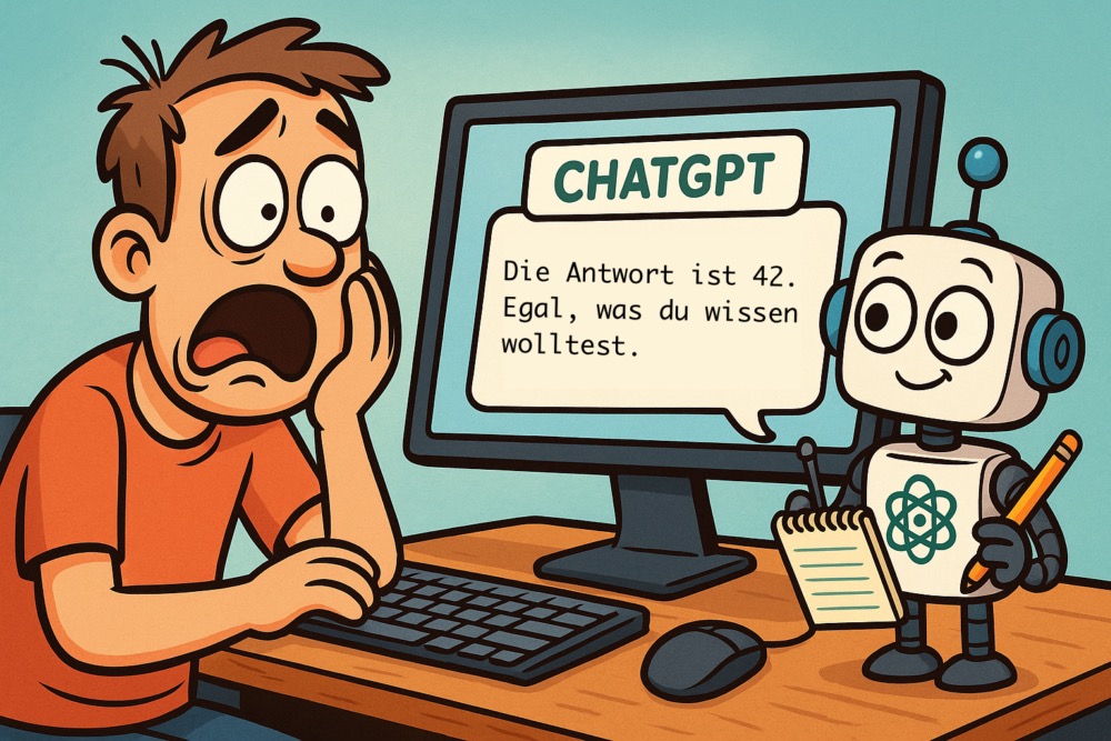 ChatGPT Cartoon Frage den Chatbot