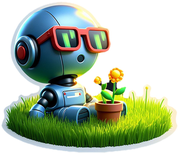 Roboter und Blume