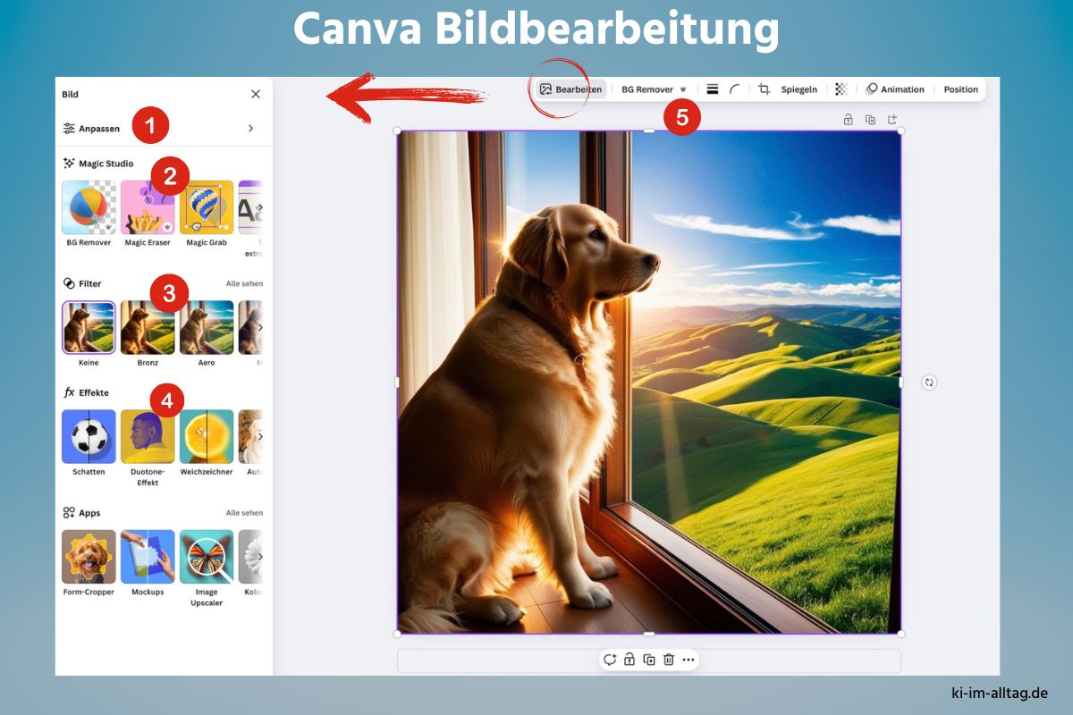 Screenshot: Canva Bildbearbeitung