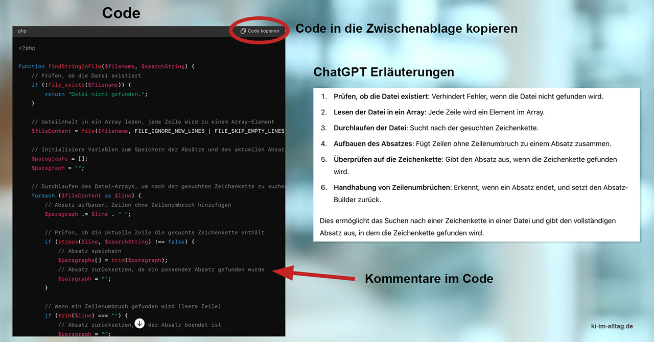Screenshot: ChatGPT Programmcode