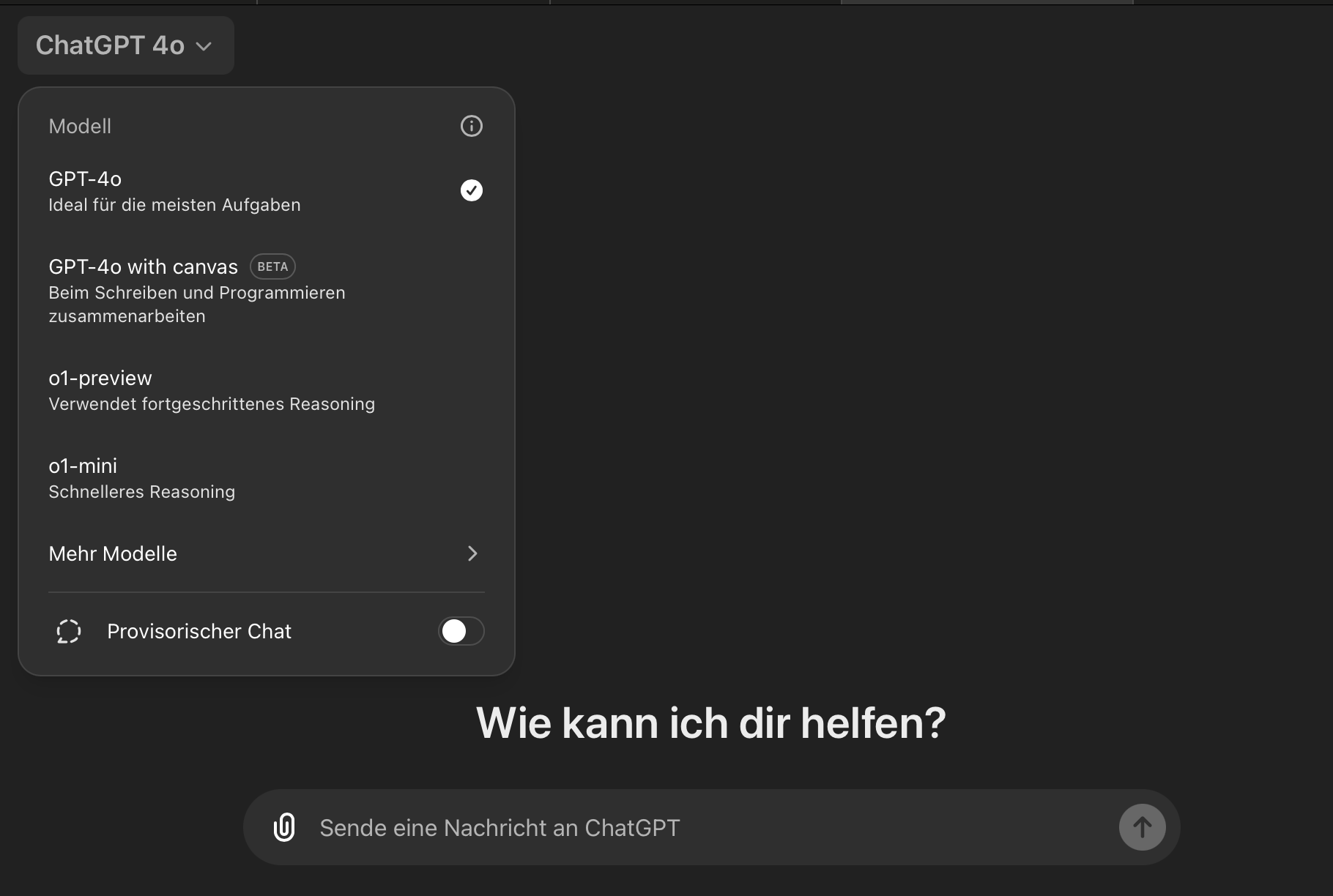 ChatGPT Modellauswahl