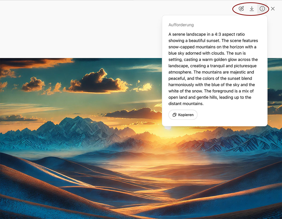 ChatGPT Bildbearbeitungsfunktion (Screenshot)