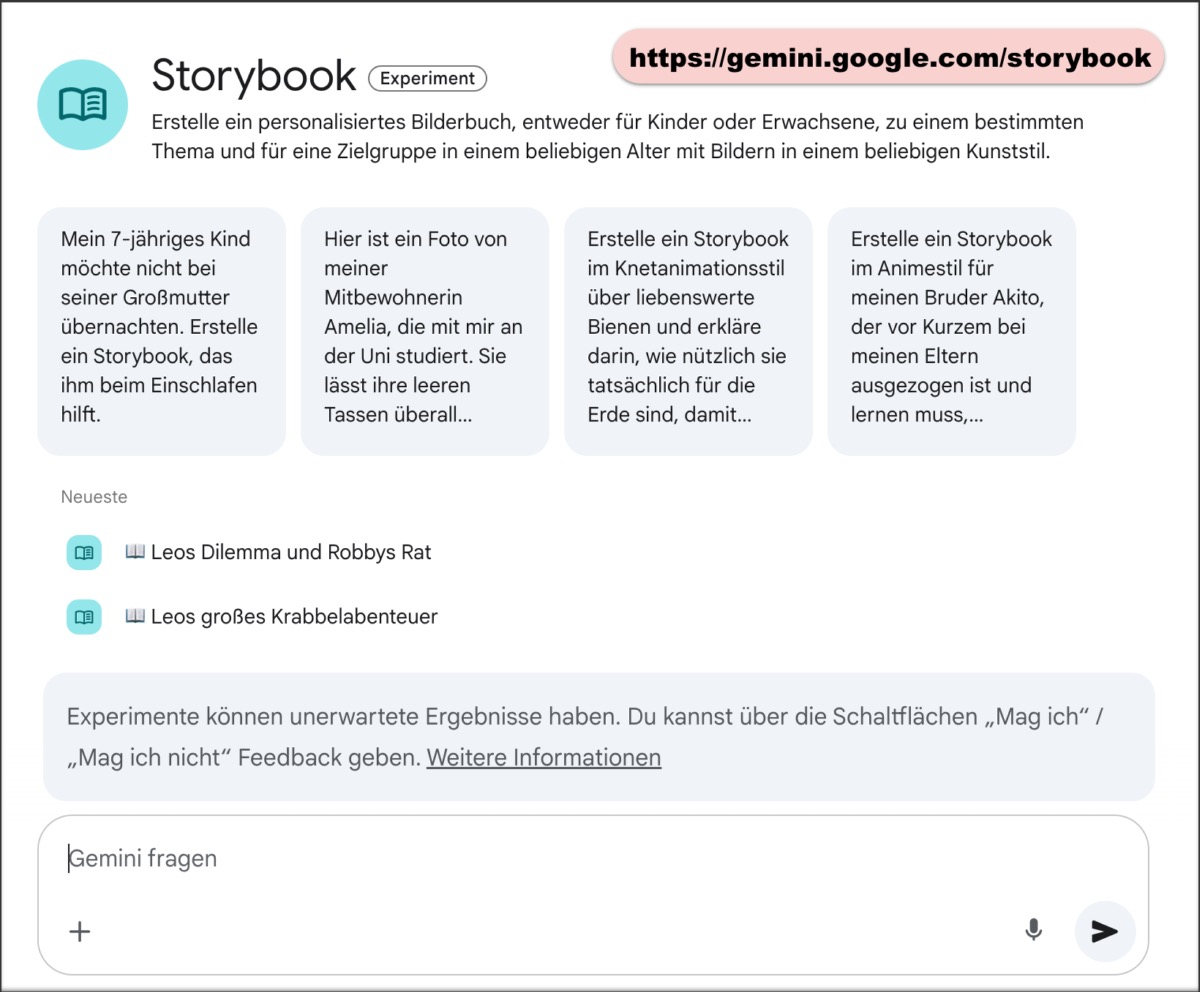 Screenshot Gemini Storybook
