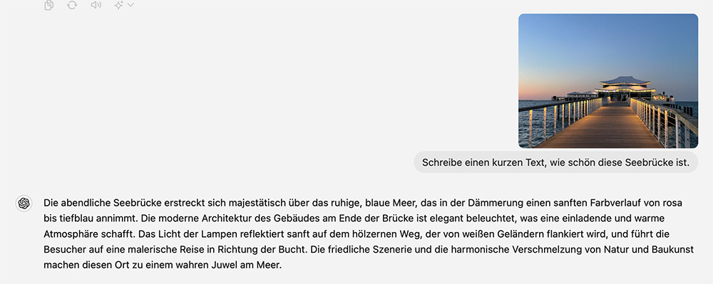 Screenshot Bildbeschreibung ChatGPT